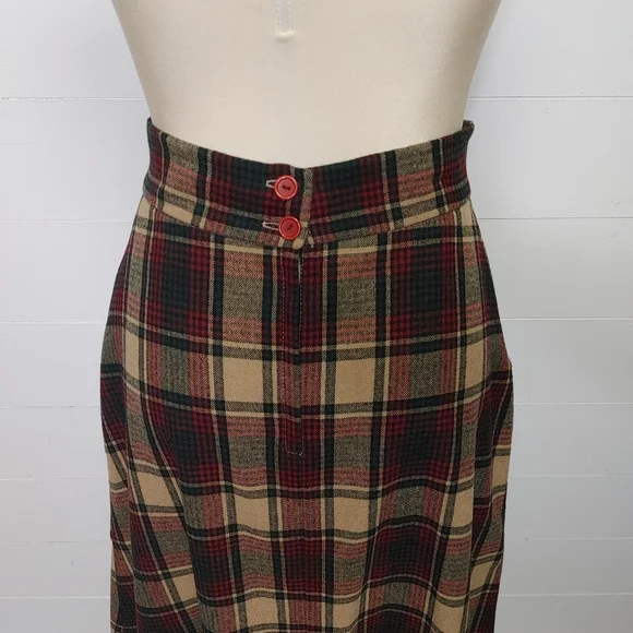 Vintage plaid wool maxi skirt size XS - Picture 5 of 8
